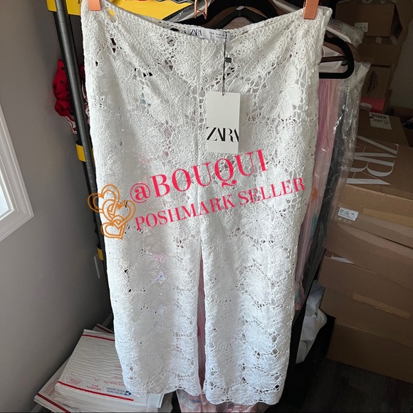 BLOGGERS FAV ZARA HIGH WAISTED OPEN WORK KNIT CROCHETED PANTS - Picture 2 of 7